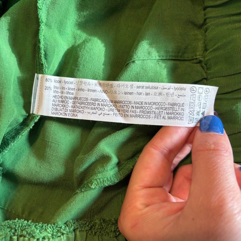 Zara Kelly Green Linen Blend Drawstring Pants - Picture 6 of 10